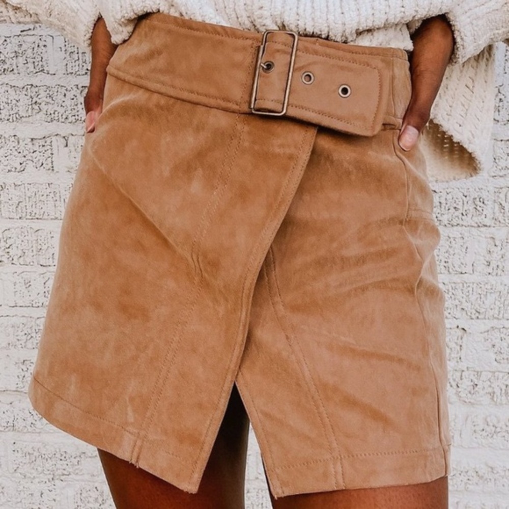 EUC FP ARI FAUX SUEDE WRAP MINI SKIRT